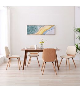 Eetkamerstoelen 4 st kunstleer crème