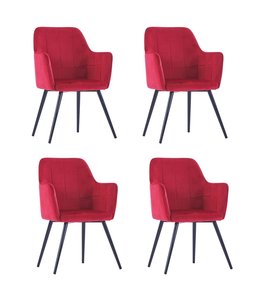 Eetkamerstoelen 4 st fluweel donkerrood
