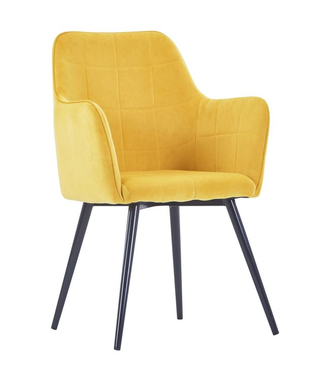 Eetkamerstoelen 6 st fluweel geel