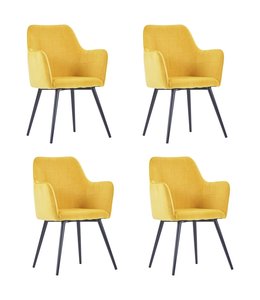 Eetkamerstoelen 4 st fluweel geel