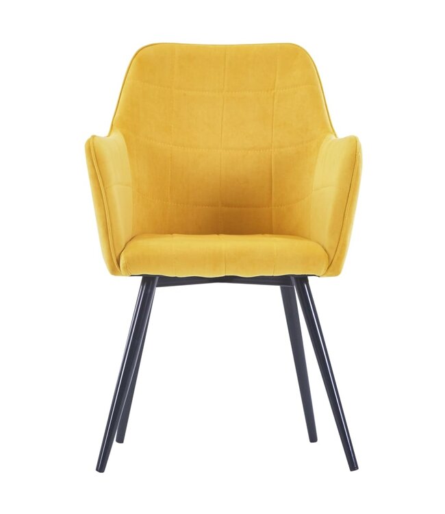 Eetkamerstoelen 4 st fluweel geel