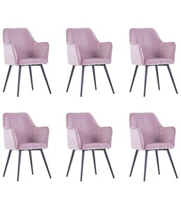 Eetkamerstoelen 6 st fluweel roze