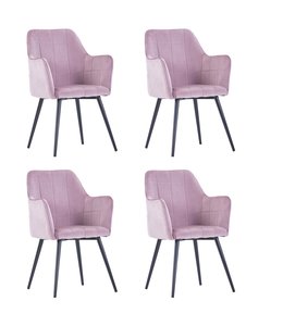 Eetkamerstoelen 4 st fluweel roze