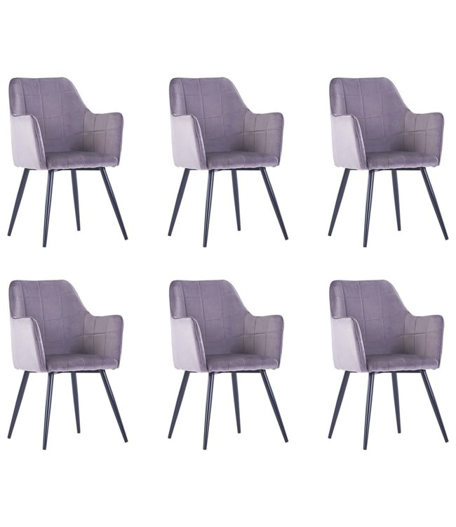 Eetkamerstoelen 6 st fluweel grijs