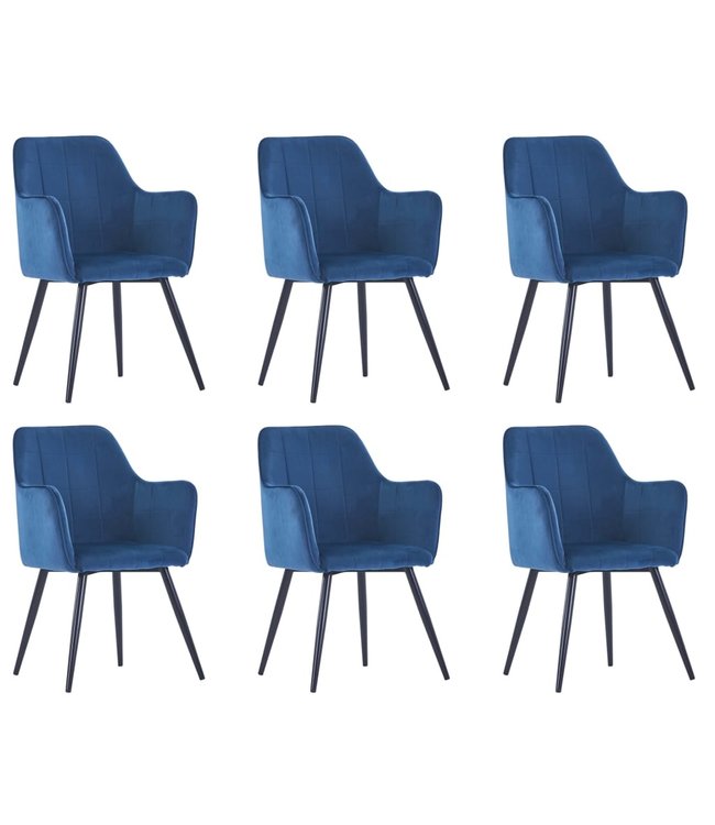 Eetkamerstoelen 6 st fluweel blauw