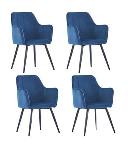 Eetkamerstoelen 4 st fluweel blauw