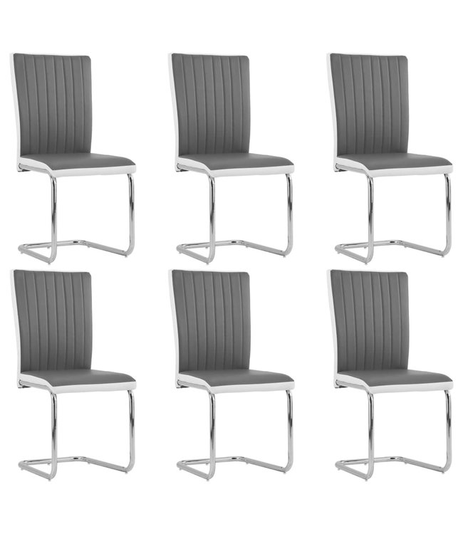 Eetkamerstoelen 6 st kunstleer grijs