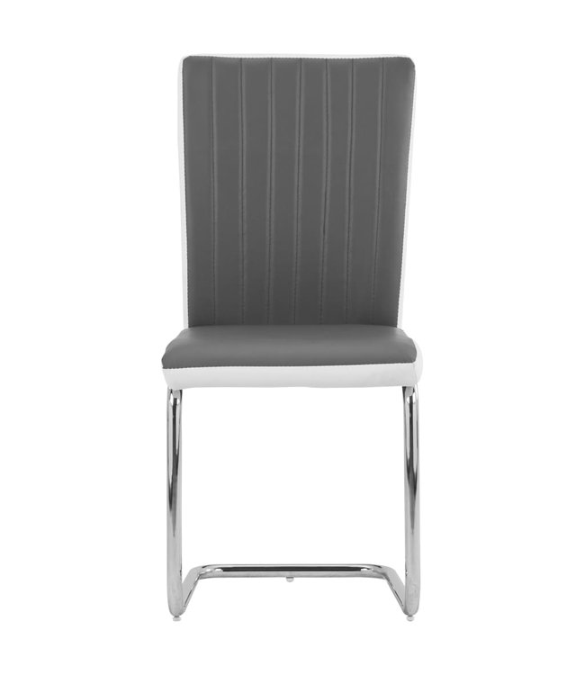 Eetkamerstoelen 6 st kunstleer grijs