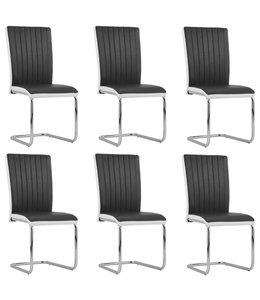 Eetkamerstoelen 6 st kunstleer zwart