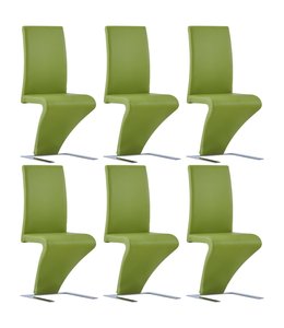 Eetkamerstoelen met zigzag-vorm 6 st kunstleer groen