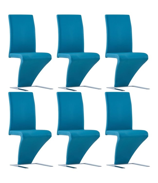 Eetkamerstoelen met zigzag-vorm 6 st kunstleer blauw
