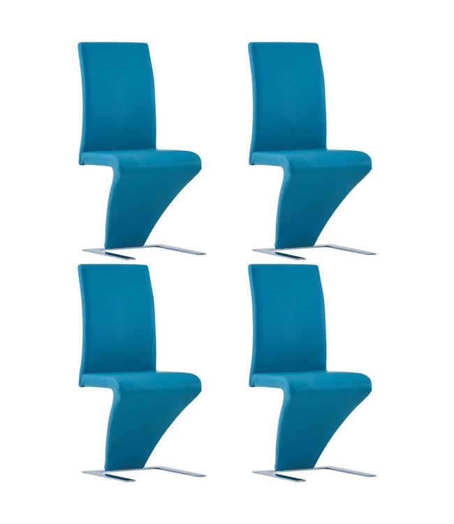 Eetkamerstoelen met zigzag-vorm 4 st kunstleer blauw