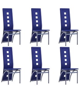 Eetkamerstoelen 6 st kunstleer blauw