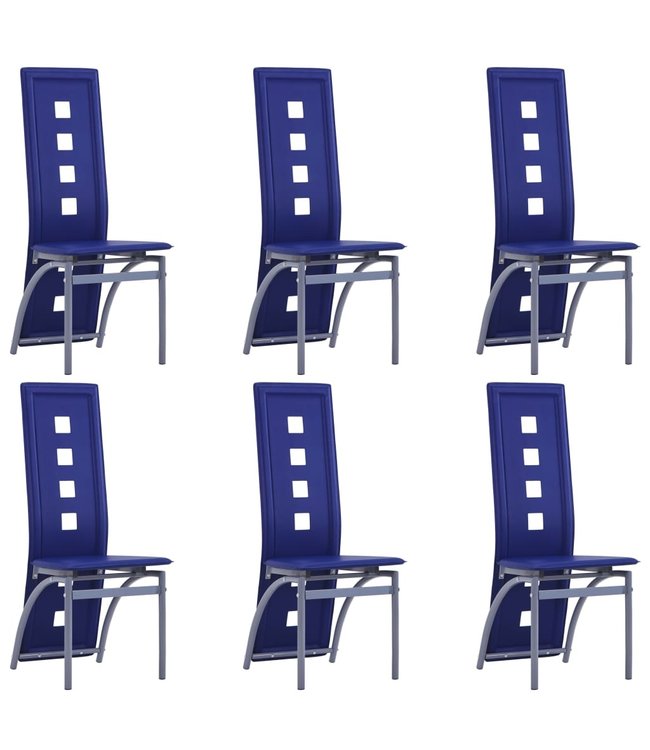 Eetkamerstoelen 6 st kunstleer blauw