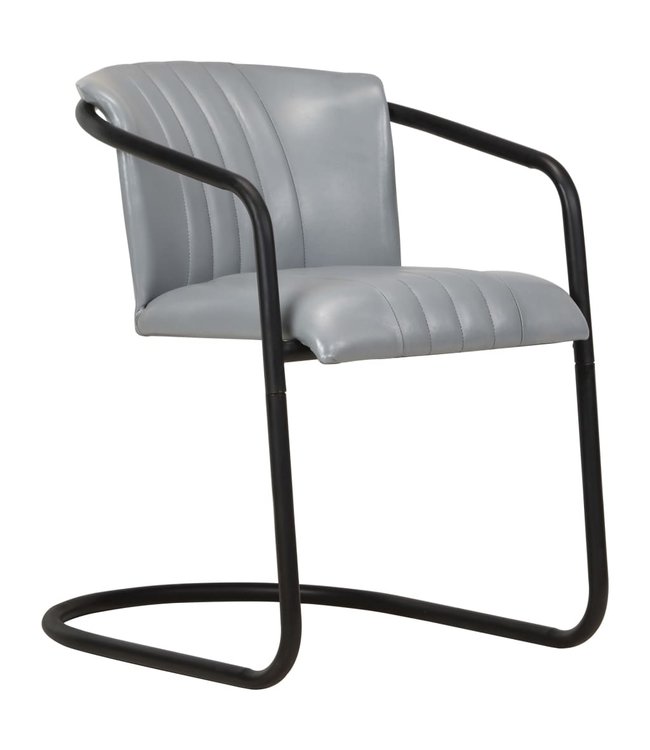 Eetkamerstoelen 4 st echt leer grijs