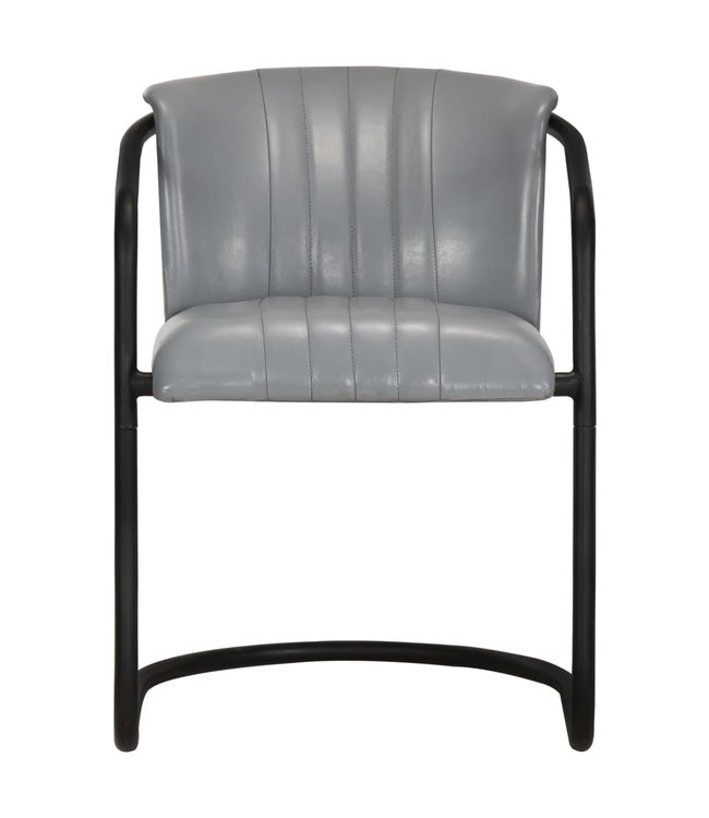 Eetkamerstoelen 4 st echt leer grijs