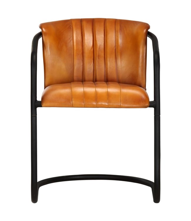 Eetkamerstoelen 4 st echt leer tan
