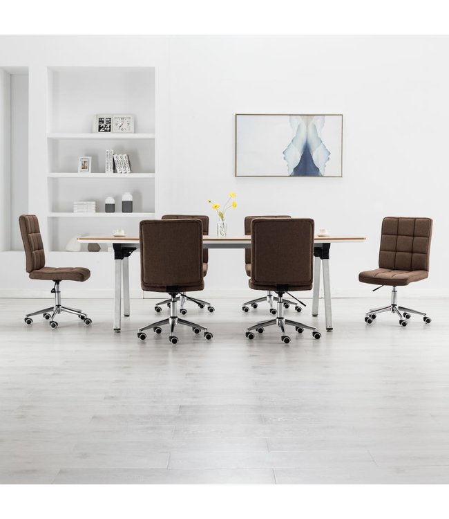 Eetkamerstoelen 6 st stof bruin