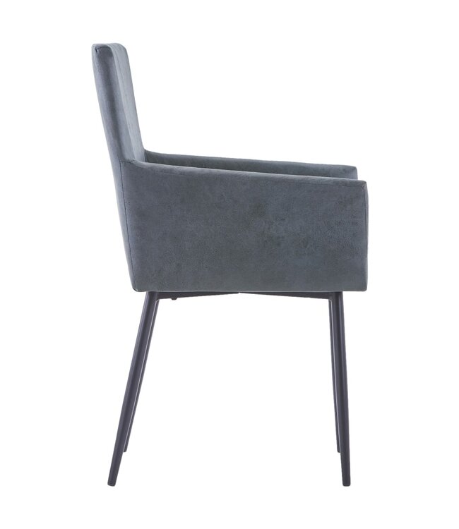 Eetkamerstoelen met armleuningen 6 st kunstsuède grijs