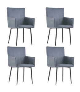 Eetkamerstoelen met armleuningen 4 st kunstsuède grijs