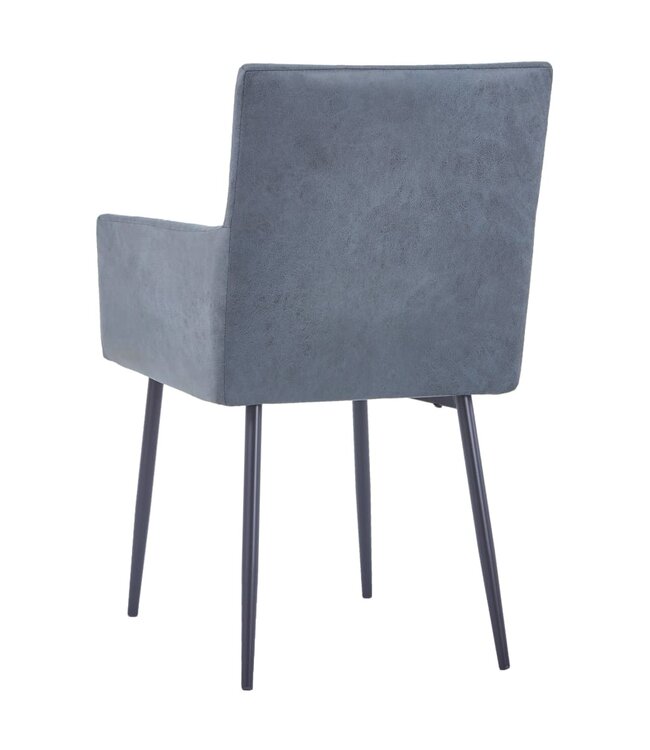 Eetkamerstoelen met armleuningen 4 st kunstsuède grijs