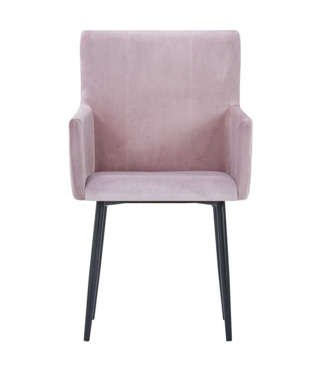 Eetkamerstoelen met armleuningen 6 st fluweel roze