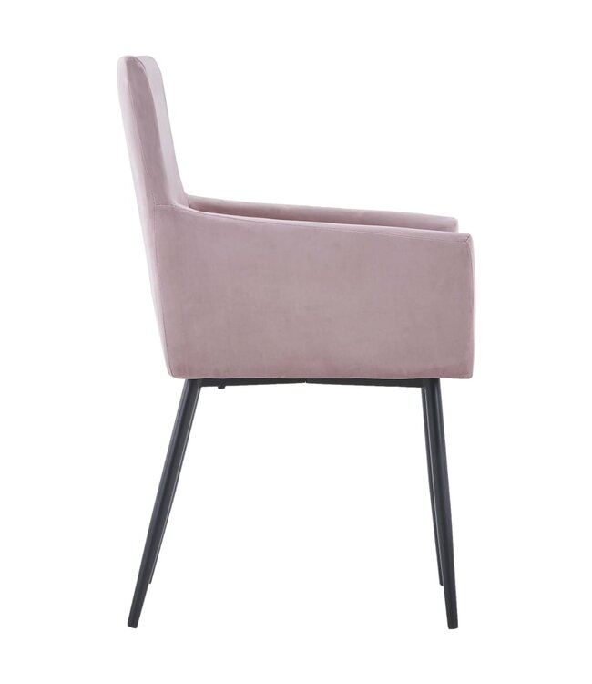 Eetkamerstoelen met armleuningen 6 st fluweel roze