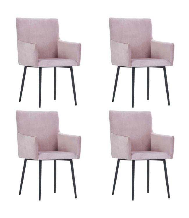 Eetkamerstoelen met armleuningen 4 st fluweel roze
