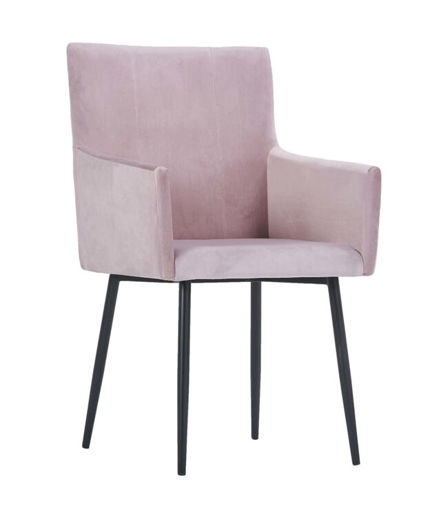 Eetkamerstoelen met armleuningen 4 st fluweel roze