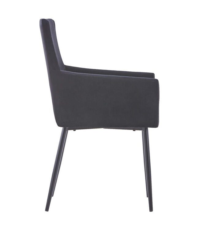 Eetkamerstoelen met armleuningen 6 st fluweel zwart