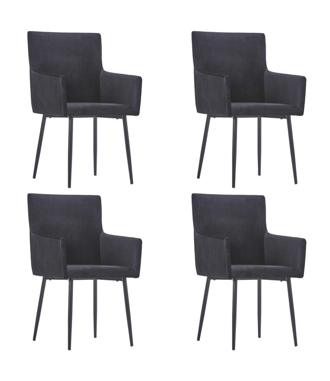 Eetkamerstoelen met armleuningen 4 st fluweel zwart