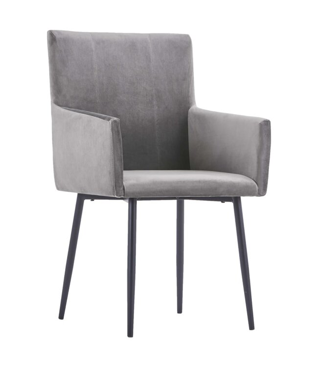 Eetkamerstoelen met armleuningen 6 st fluweel grijs