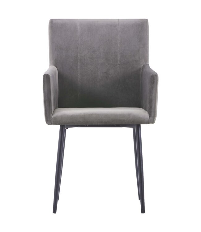Eetkamerstoelen met armleuningen 6 st fluweel grijs