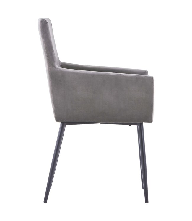 Eetkamerstoelen met armleuningen 6 st fluweel grijs