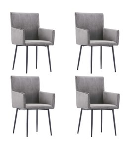 Eetkamerstoelen met armleuningen 4 st fluweel grijs