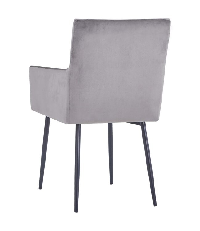 Eetkamerstoelen met armleuningen 4 st fluweel grijs