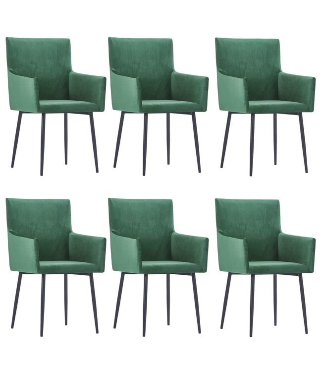 Eetkamerstoelen met armleuningen 6 st fluweel groen