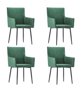 Eetkamerstoelen met armleuningen 4 st fluweel groen