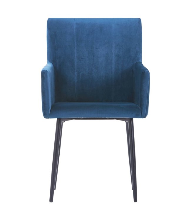 Eetkamerstoelen met armleuningen 6 st fluweel blauw