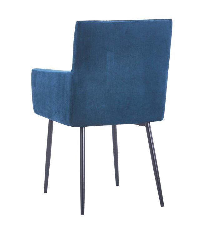 Eetkamerstoelen met armleuningen 6 st fluweel blauw