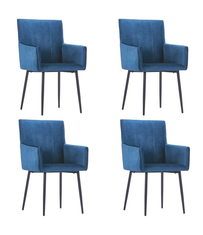 Eetkamerstoelen met armleuningen 4 st fluweel blauw