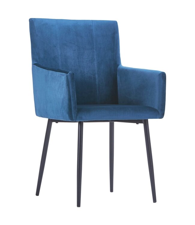 Eetkamerstoelen met armleuningen 4 st fluweel blauw