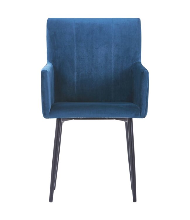 Eetkamerstoelen met armleuningen 4 st fluweel blauw