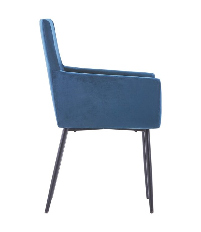 Eetkamerstoelen met armleuningen 4 st fluweel blauw