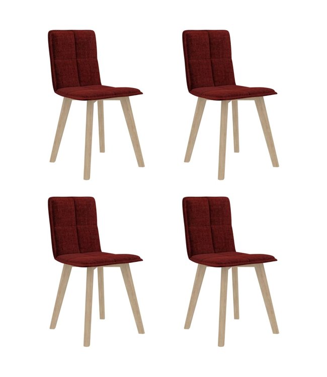 Eetkamerstoelen 4 st stof wijnrood