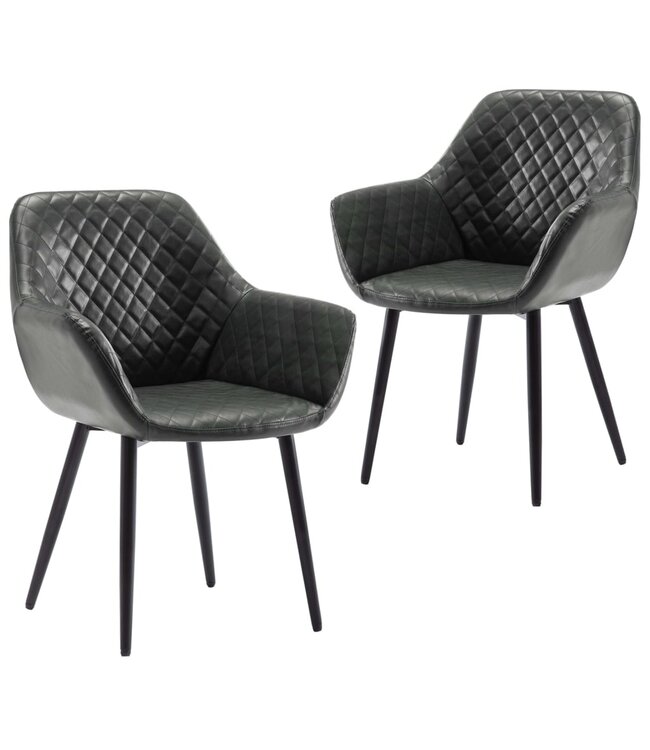 Eetkamerstoelen 2 st kunstleer grijs