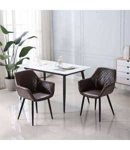 Eetkamerstoelen 2 st kunstleer donkerbruin