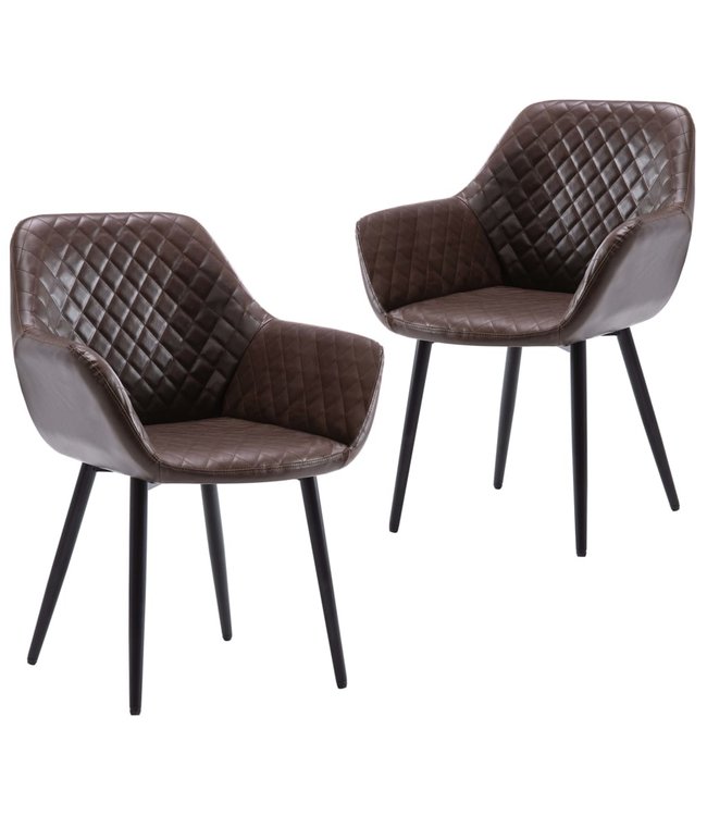 Eetkamerstoelen 2 st kunstleer donkerbruin