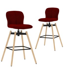 Barstoelen draaibaar 2 st stof wijnrood