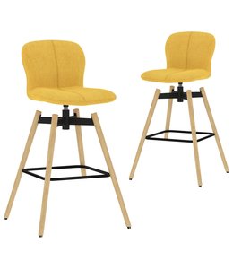 Barstoelen draaibaar 2 st stof geel
